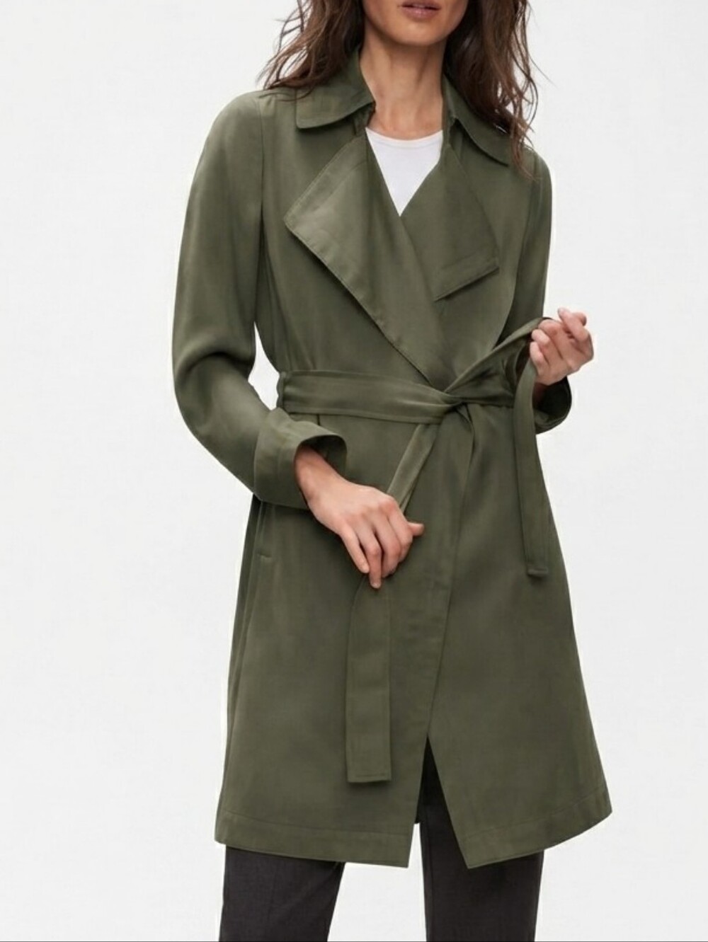 Aritzia Babaton Maximo Trench Coat Sz L Lightweight Professional Preppy Office